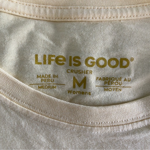 Life is Good Bunny Rabbit Butterfly Yellow Crusher Med Women's Crew Neck T Shirt - Picture 3 of 5